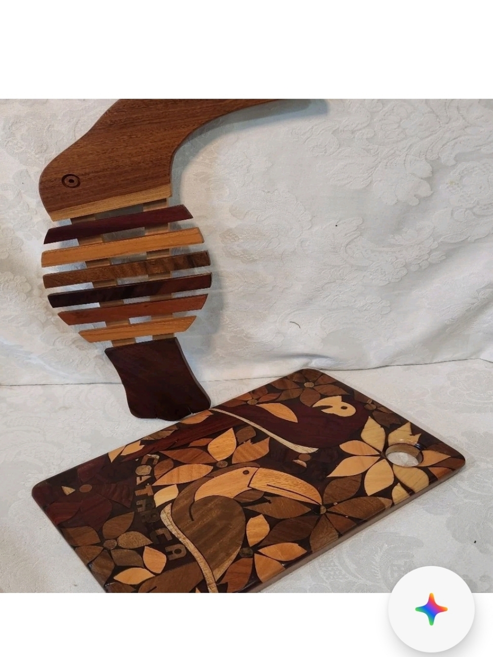Vintage Toucan Wooden Hot Plate Trivet Cutting Board